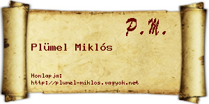 Plümel Miklós névjegykártya